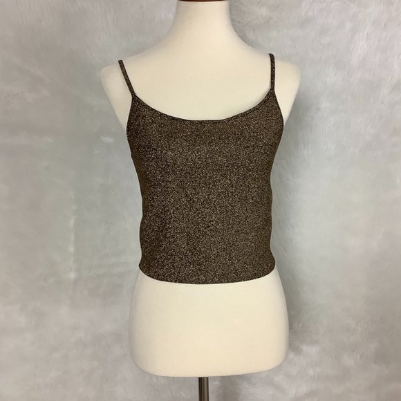 A.L.C. Tops - A.L.C. Metallic Gold Over Black Sleeveless Scuba Cropped Rosie Top